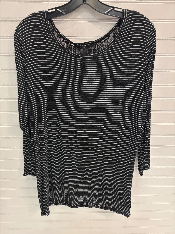 Top 3/4 Sleeve By Bcbgmaxazria In Black & White, Size: L