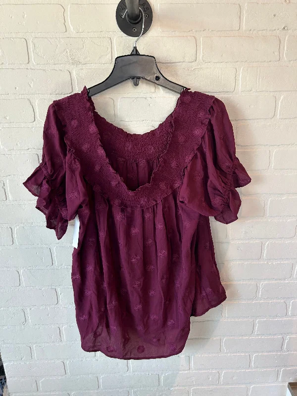 Top Short Sleeve By Daniel Rainn In Purple, Size: 2x