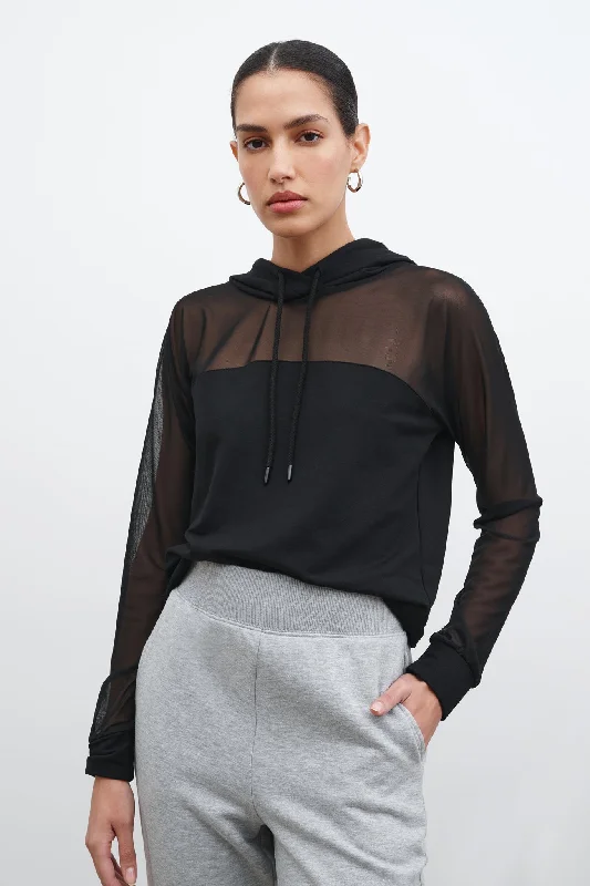 Women's Athleisure Apparel Minimalist Style Park Sheer Hoodie