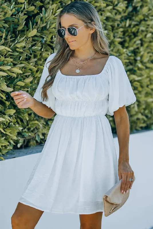 Chic And Comfortable Save On Classic Elegant Styles Elastic Detail Puff Sleeve Mini Dress Chic And Comfortable Save On Classic Elegant Styles Elastic Detail Puff Sleeve Mini Dress