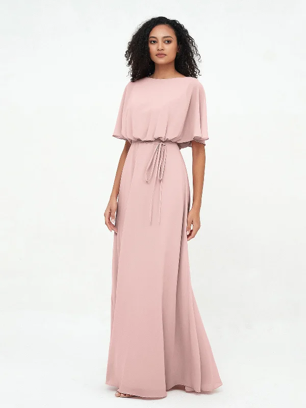 Fashion Essentials Sophisticated Cut Chiffon Full Length Bridesmaid Dresses with Wrap Dusty Rose Fashion Essentials Sophisticated Cut Chiffon Full Length Bridesmaid Dresses with Wrap Dusty Rose
