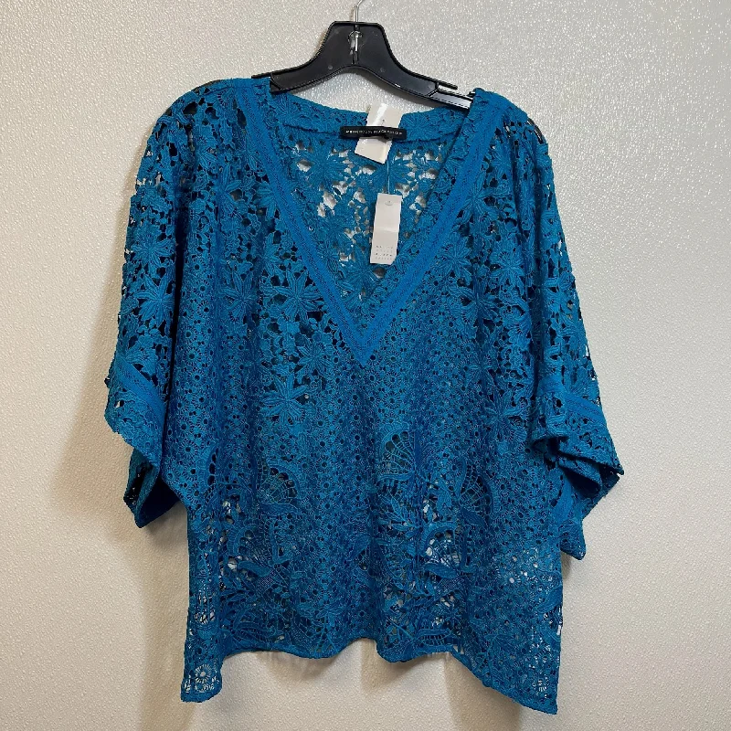 Top Short Sleeve By White House Black Market O In Aqua, Size: L