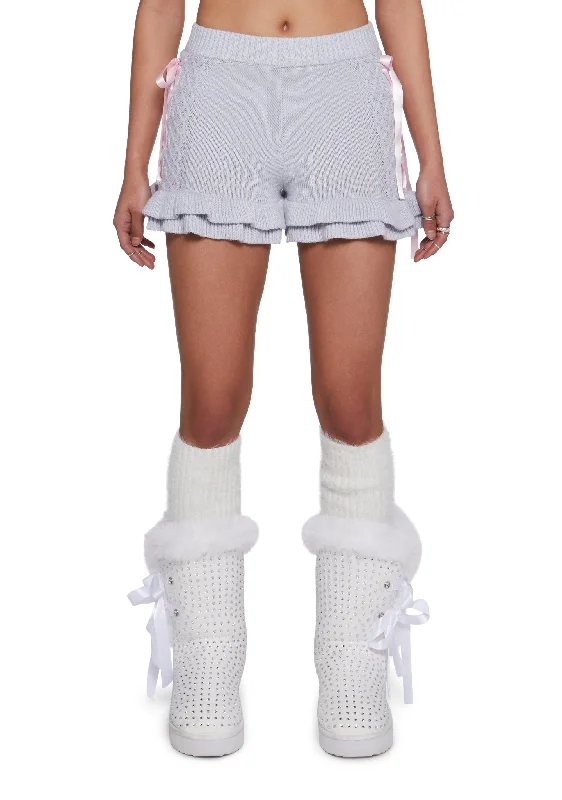 Snowy Daydreams Cable Knit Shorts