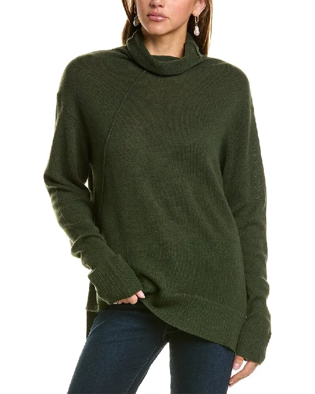 Hannah Rose Asymmetrical Funnel Neck Cashmere Tunic Sweater