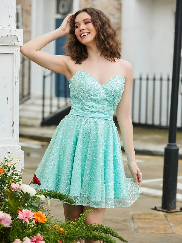 Women Wear Boutique Casual Chic Sweetheart Sequins Beaded Adorned Cocktail Dress Spa Women Wear Boutique Casual Chic Sweetheart Sequins Beaded Adorned Cocktail Dress Spa