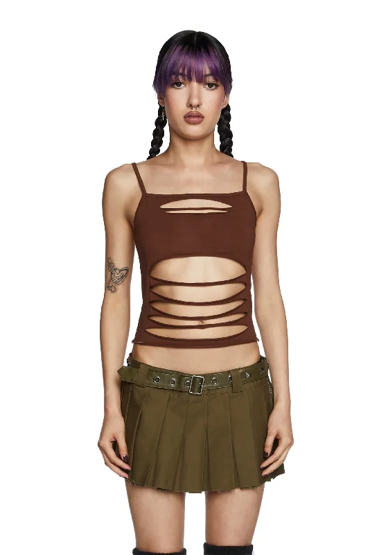 Sale On Sale Exquisite Women's Wear Sale Never Conform Slashed Tank - Brown