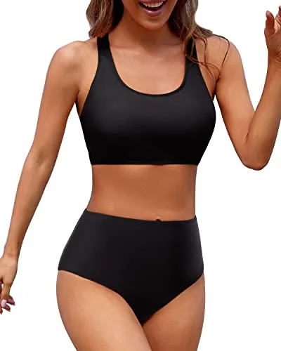 Women's Chic Outerwear Attire Seasonal Fashion Women's Two Piece Bikini Sports Crop Top Swimsuit-Black Women's Chic Outerwear Attire Seasonal Fashion Women's Two Piece Bikini Sports Crop Top Swimsuit-Black