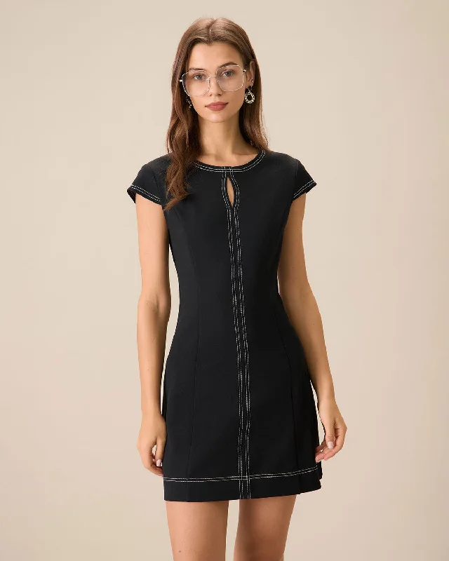 Women's Professional Outfit Unleash Your Trendy Side Black Contrasting Mini Dress