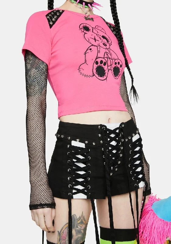 Elegant Clothing Elegant Contour Never In Love Lace-Up Shorts