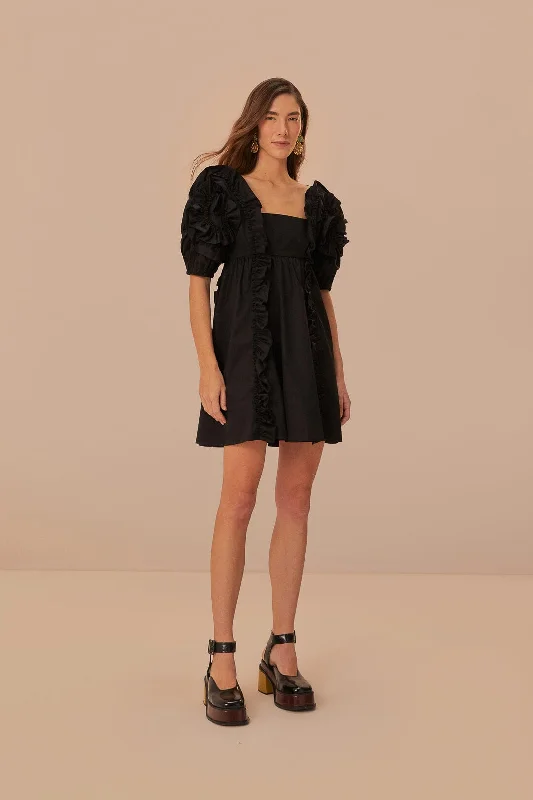 Women's Clothing Sale Online Flash Sale Fever Black Ruffle Short Sleeve Mini Dress Women's Clothing Sale Online Flash Sale Fever Black Ruffle Short Sleeve Mini Dress