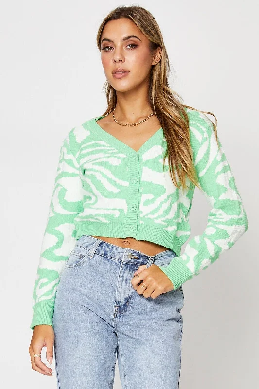 Women's Activewear for Exercise and Sports Limited Edition Abstract Print Knit Cardigan Long Sleeve Crop V-Neck Women's Activewear for Exercise and Sports Limited Edition Abstract Print Knit Cardigan Long Sleeve Crop V-Neck