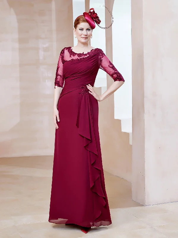 Clothes Women From Casual To Classy Scoop Lace Neckline Ruffles Sheath Dress Burgundy Clothes Women From Casual To Classy Scoop Lace Neckline Ruffles Sheath Dress Burgundy