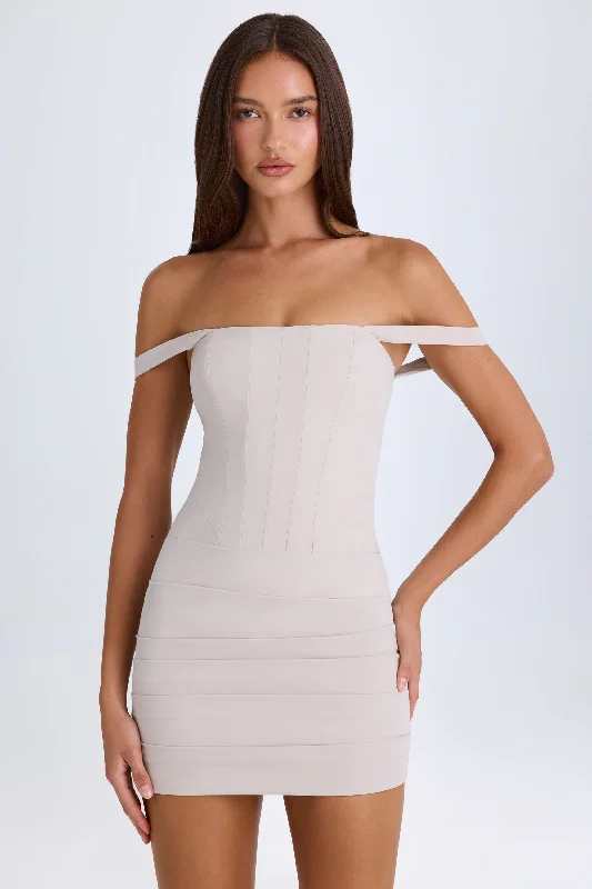 Flash Sale Or Flash Sales New Season Fashion Preview Sale Off-Shoulder Corset Mini Dress in Taupe Flash Sale Or Flash Sales New Season Fashion Preview Sale Off-Shoulder Corset Mini Dress in Taupe