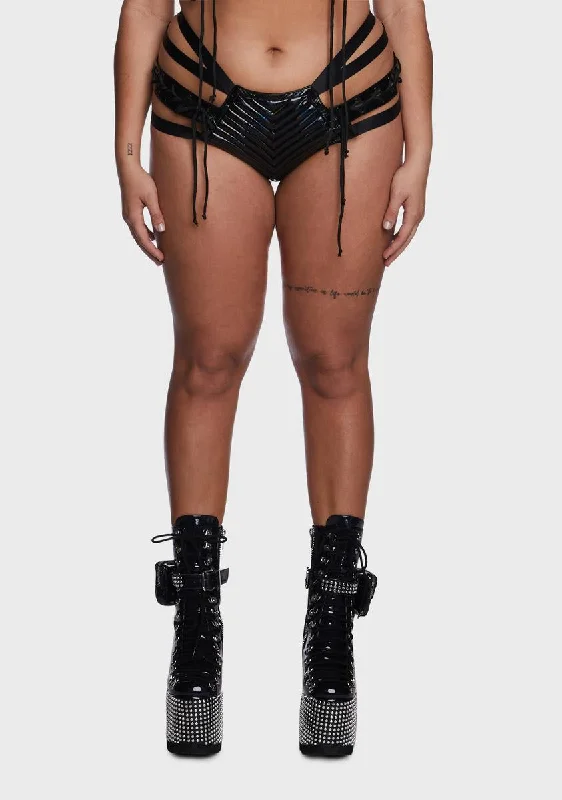 Women's Party Outfit Unleash Your Trend Driven Style Plus Rude Awakening Lace-Up Shorts - Black Holo Women's Party Outfit Unleash Your Trend Driven Style Plus Rude Awakening Lace-Up Shorts - Black Holo