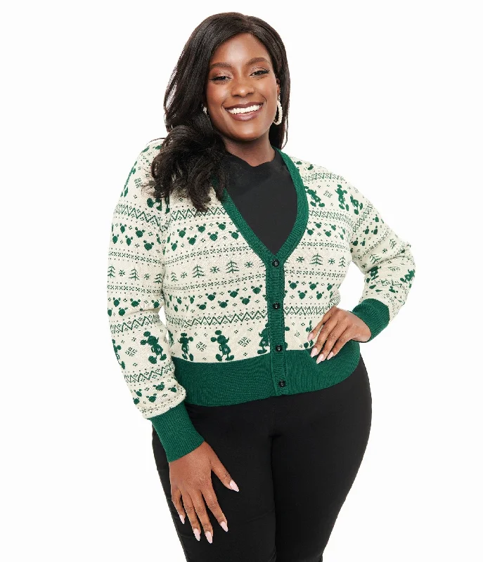 Women's Outerwear for All Weather Conditions Shop Our Looks Disney Holiday Collection by Unique Vintage Plus Size Green Mickey Fair Isle Jacquard Sweater Cardigan Women's Outerwear for All Weather Conditions Shop Our Looks Disney Holiday Collection by Unique Vintage Plus Size Green Mickey Fair Isle Jacquard Sweater Cardigan