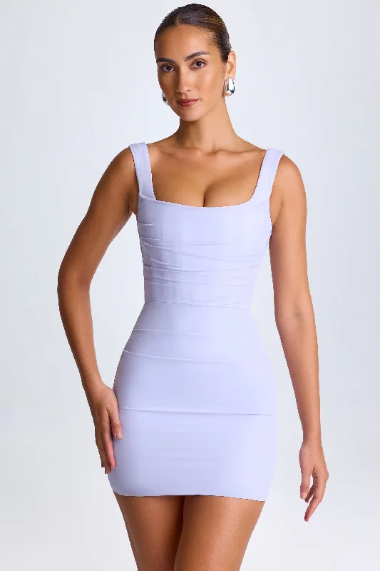 Online Boutiques Chic Styles Draped Corset Mini Dress in Soft Lilac