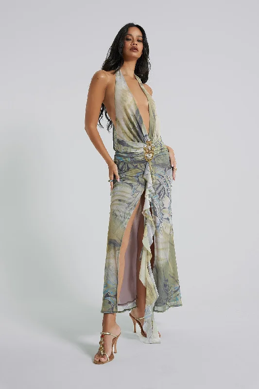Women's Functional Outfit For Outdoor Activities Your Timeless Wardrobe Awaits Cindy Plunge Maxi Dress In Green Women's Functional Outfit For Outdoor Activities Your Timeless Wardrobe Awaits Cindy Plunge Maxi Dress In Green
