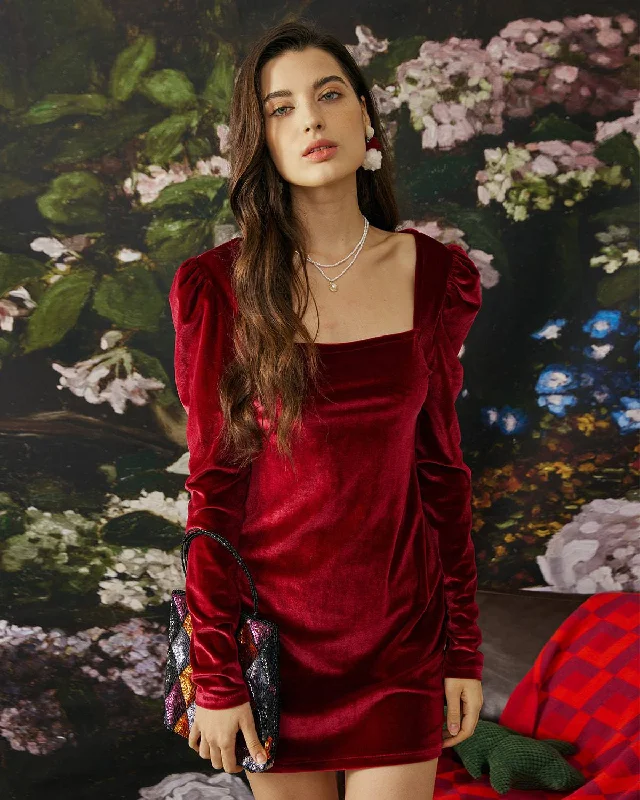 Women's Evening Wear Outfit Fashion Forward Femininity The Velvet Square Neckline Bodycon Dress Women's Evening Wear Outfit Fashion Forward Femininity The Velvet Square Neckline Bodycon Dress