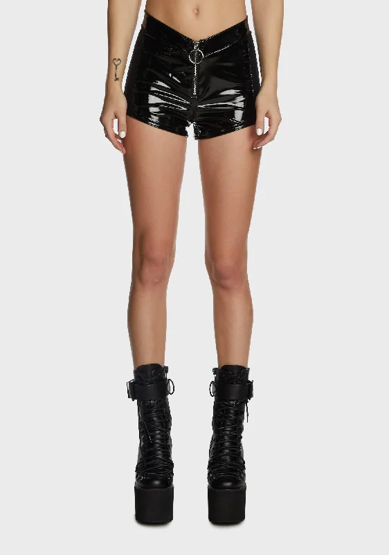 Timeless Women's Apparel Casual Wear Dark Dimension Vinyl Shorts