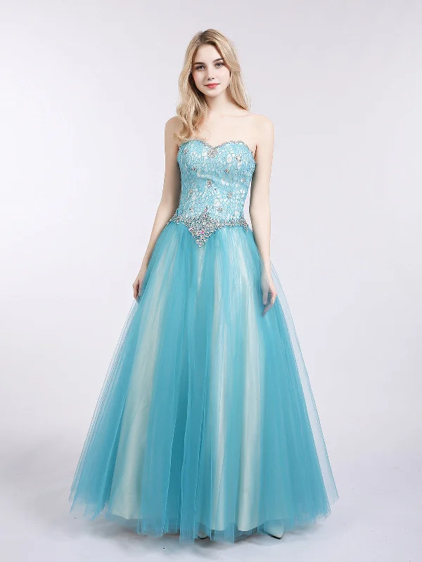 Relaxed Style Weekend Special Sweetheart Neck Lace and Tulle Prom Gown-Pool
