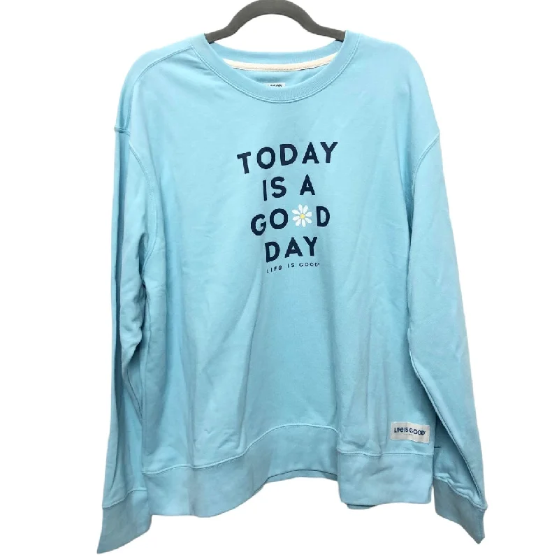 Sweatshirt Crewneck By Life Is Good In Blue, Size: 1x