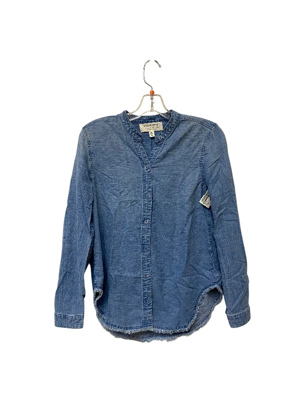 Top Long Sleeve By Cloth & Stone In Blue Denim, Size: Xs