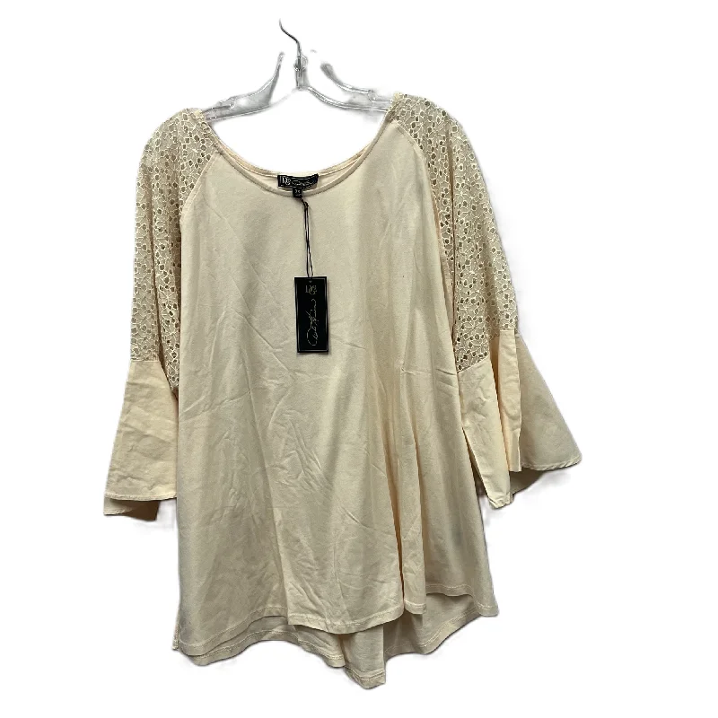 Top Short Sleeve By DG2  In Beige, Size: 3x