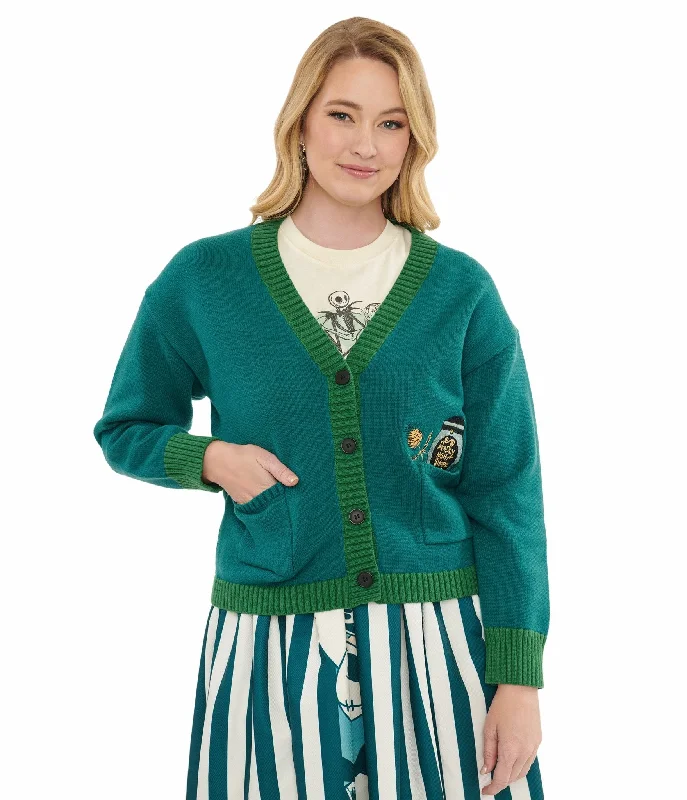 Extreme Clearance Deals Trendy Fashion Sale Time Burton's The Nightmare Before Christmas by Unique Vintage Teal Deadly Night Shade Cardigan Extreme Clearance Deals Trendy Fashion Sale Time Burton's The Nightmare Before Christmas by Unique Vintage Teal Deadly Night Shade Cardigan