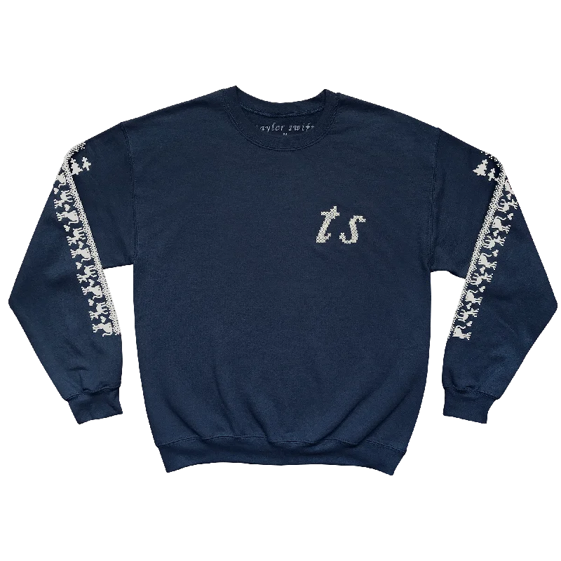 Women's Trendy Attire Fashion Forward Christmas Tree Farm Navy Pullover