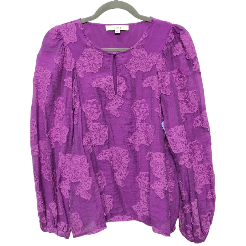 Top Long Sleeve By Loft In Purple, Size: Xs