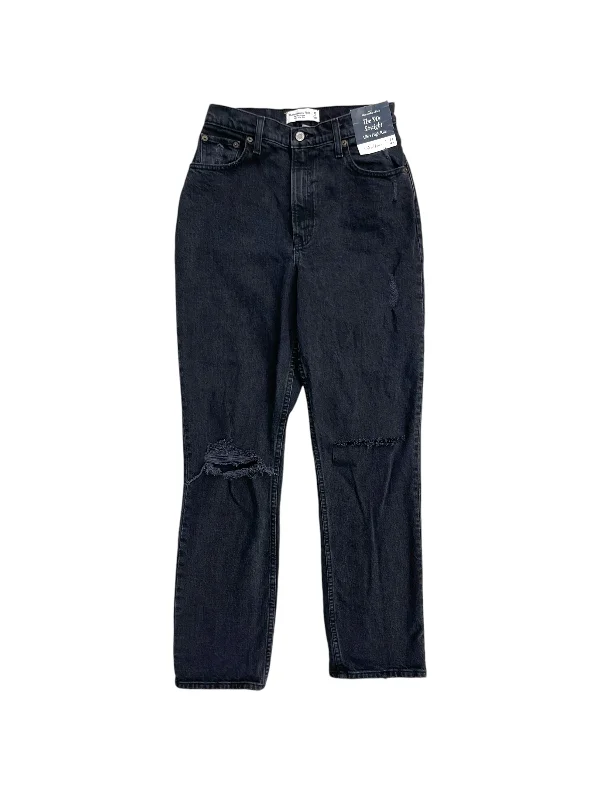 Jeans Straight By Abercrombie And Fitch In Black, Size: 4