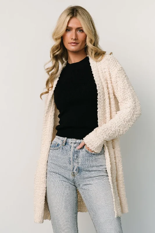 Women's Vacation Outfit Set Versatile Wardrobe Essentials Oxford Pocket Cardigan | Cream Women's Vacation Outfit Set Versatile Wardrobe Essentials Oxford Pocket Cardigan | Cream