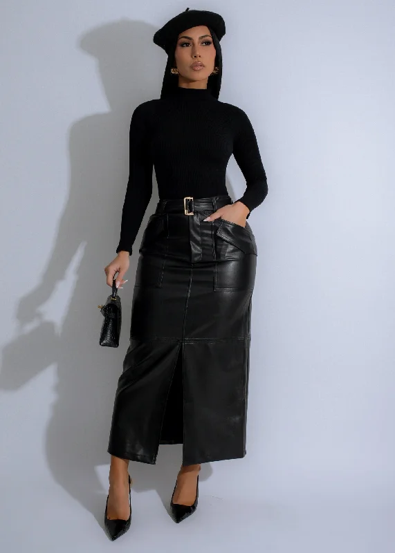 Terrain Utility Faux Leather Skirt Black