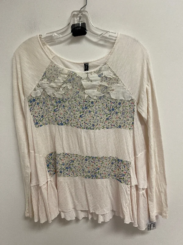 Top Long Sleeve By Free People In Blue & White, Size: S