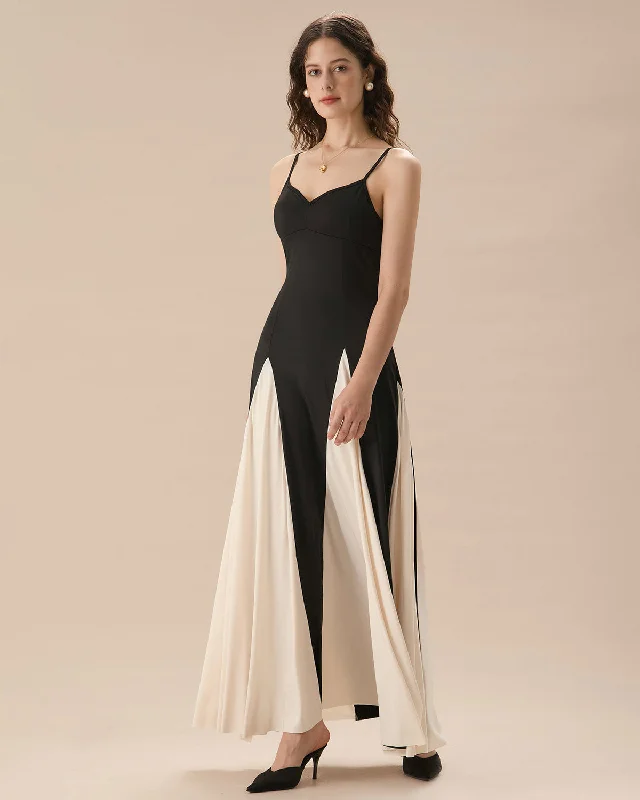 Timeless Women's Fashion Styles Flash Sale Now Women's Black Contrasting Pleated Slip Maxi Dress Timeless Women's Fashion Styles Flash Sale Now Women's Black Contrasting Pleated Slip Maxi Dress