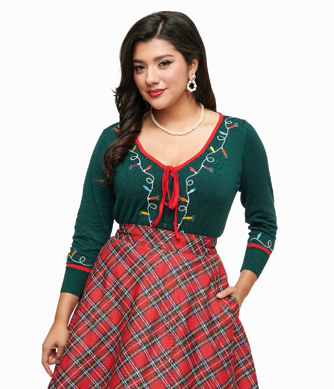 Clothing Sale Sustainable Fashion Extravaganza Unique Vintage 1950s Green Holiday Lights Crop Cardigan Clothing Sale Sustainable Fashion Extravaganza Unique Vintage 1950s Green Holiday Lights Crop Cardigan