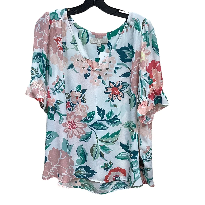 Top Short Sleeve By Loft In Floral Print, Size: L