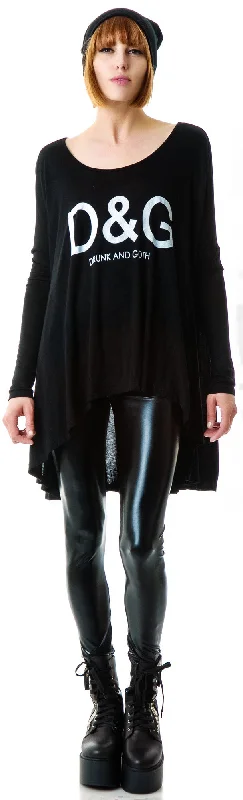 Affordable Luxury Women's Garments Trendy Street Style Drunk and Goth Long Sleeve Tee Affordable Luxury Women's Garments Trendy Street Style Drunk and Goth Long Sleeve Tee