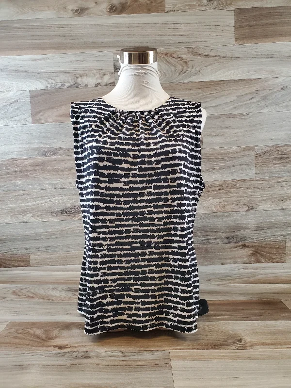 Top Sleeveless By Calvin Klein In Black & White, Size: L