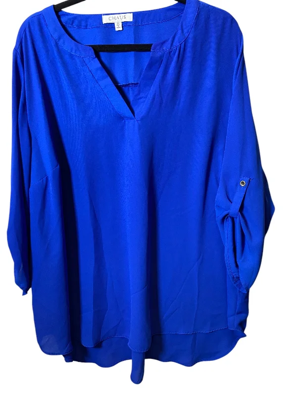 Top 3/4 Sleeve By Chaus In Blue, Size: 3x