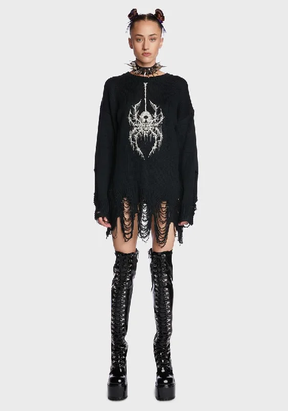 Weeping Widow Embroidered Sweater