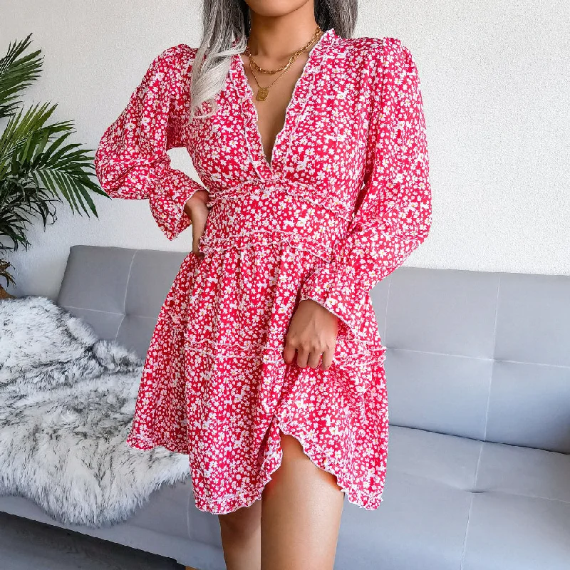 Winter Wardrobe Clearance Summer Essentials Floral Deep V Frill Trim Flared Sleeve Mini Dress Winter Wardrobe Clearance Summer Essentials Floral Deep V Frill Trim Flared Sleeve Mini Dress