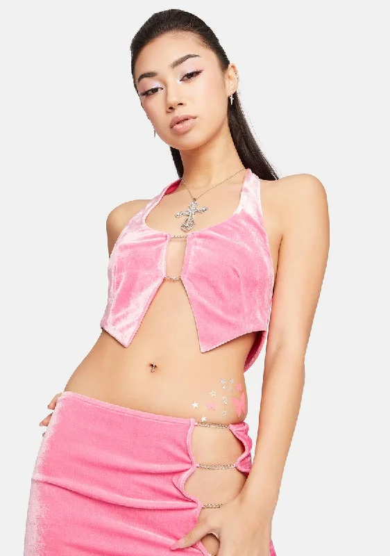 Women's Plus-Size Garments Colorful Clothing Candy Need To Know Velvet Halter Top