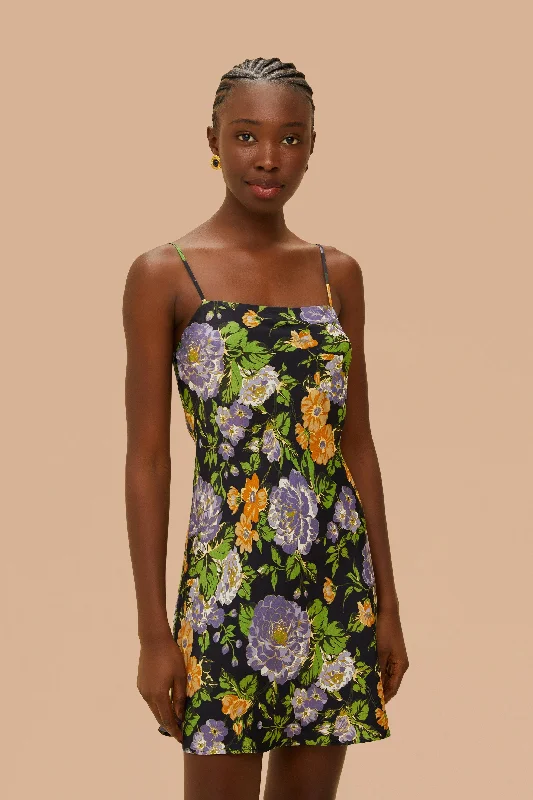 Women's Clothing Online Fashion Sale Capri Floral Black Sleveless Mini Dress