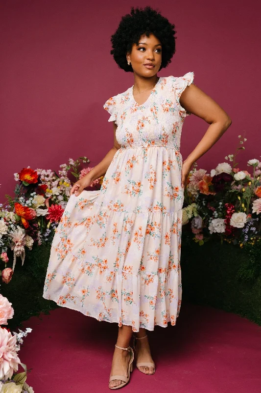 Casual Garments For Women Seasonal Trends Arla Smocked Maxi Dress | Cream Floral