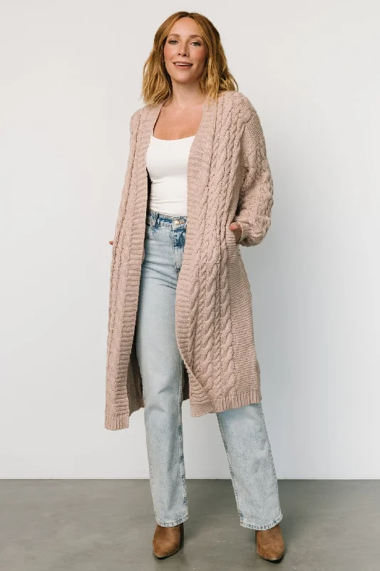 Clearance Sale Online Designer Wear On Sale Kristen Cable Knit Cardigan | Taupe