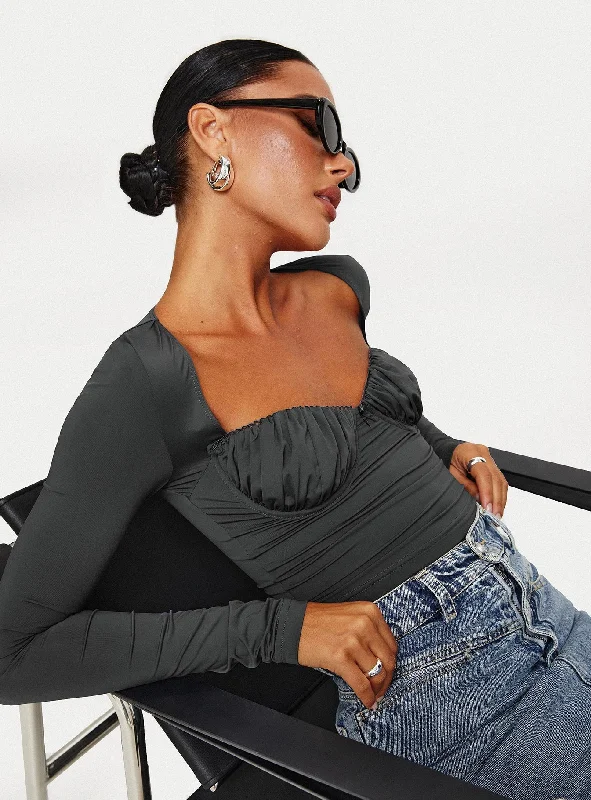 Women's Trendy Attire Fashion Forward Candyce Long Sleeve Top Slate