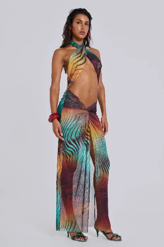Women's Holiday Attire Best Sellers Akila Knotted Halter Maxi Dress