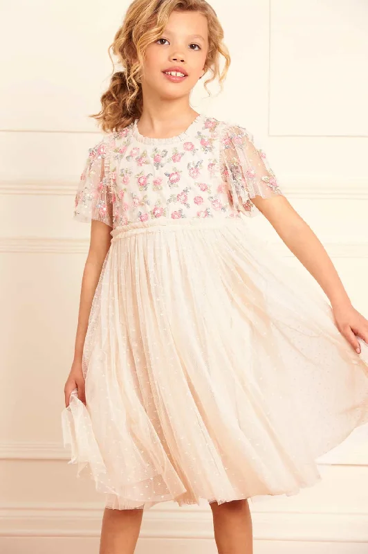 Women's Urban Fashion Parisian Effortless Chic Style Shimmer Ditsy Bodice Kids Dress Women's Urban Fashion Parisian Effortless Chic Style Shimmer Ditsy Bodice Kids Dress