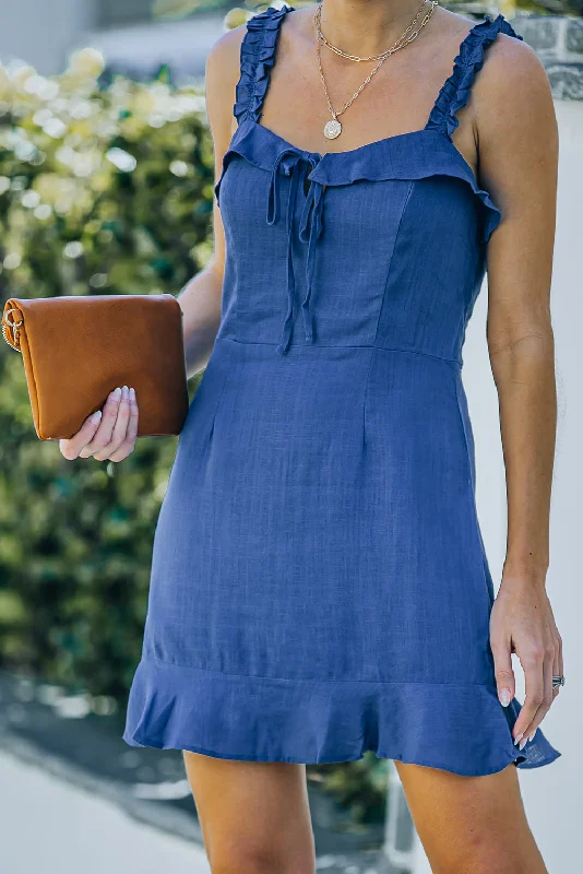 Women's Stylish Vacation Attire Stylish Looks Frill Strap Tie-Front Ruffle Hem Mini Dress Women's Stylish Vacation Attire Stylish Looks Frill Strap Tie-Front Ruffle Hem Mini Dress